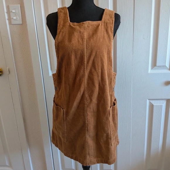 BDG Dresses & Skirts - BDG Corduroy Pinafore Dress in Caramel Brown